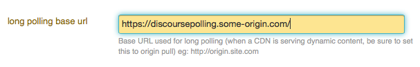 In Discourse admin, adjust long polling base url setting