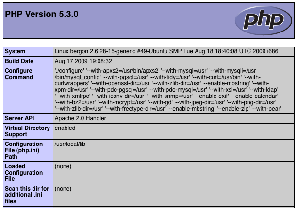 PHP 5.3 phpinfo()